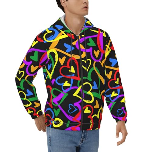 pvinnk Gay Pride Herren-Hoodie, Regenbogen, stilvoll, atmungsaktiv, Sweatshirt, Winter-Kapuzenpullover für bequeme, stilvolle, Schwarz, X-Large