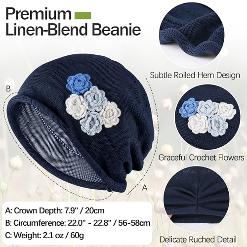 Ababalaya Breathable Cotton Linen Slouchy Beanie Hat for Women - Image 4