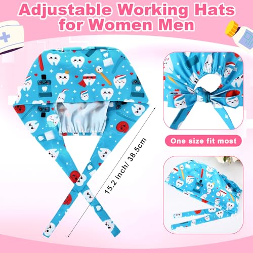 Image of Unittype 4 Pcs Nurse Caps for Women Nursing Working Caps with Button and Sweatband Adjustable Elastic Scrub Hats for Dentist