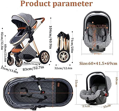 Bassinet Kinderwagen 3 In 1 Kinderwagen Paraplu Wandelwagen Opvouwbare Pram Hoge Landschap Anti-shock Baby Wandelwagens… - Afbeelding 8