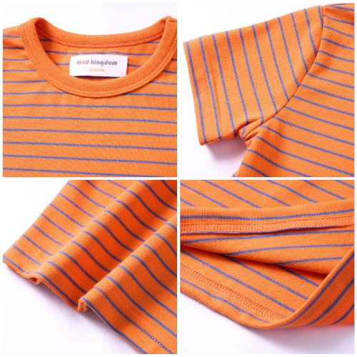 Image of Mud Kingdom T-Shirt for Boys Short Sleeve Plain Cotton Classic Summer Casual Stripe