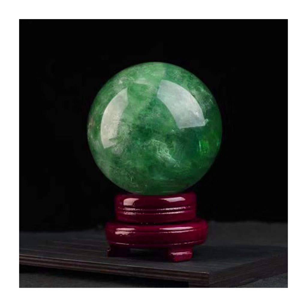 bola de cristal (en la magia occidental) Verde hielo agrietado bola de cristal Bola de cristal Base Feng Shui Oficina de bola suerte de bola Rough regalos for el hogar pulido bola de cristal(10cm)