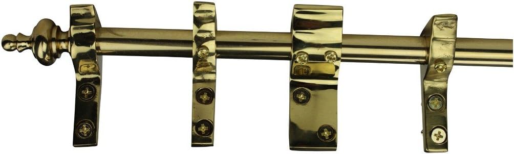 Renovators Supply Manufacturing Ornate Decorative Quilt Rack Hanger Rod Solid Brass 9FT Long with Urn Finials and Brackets