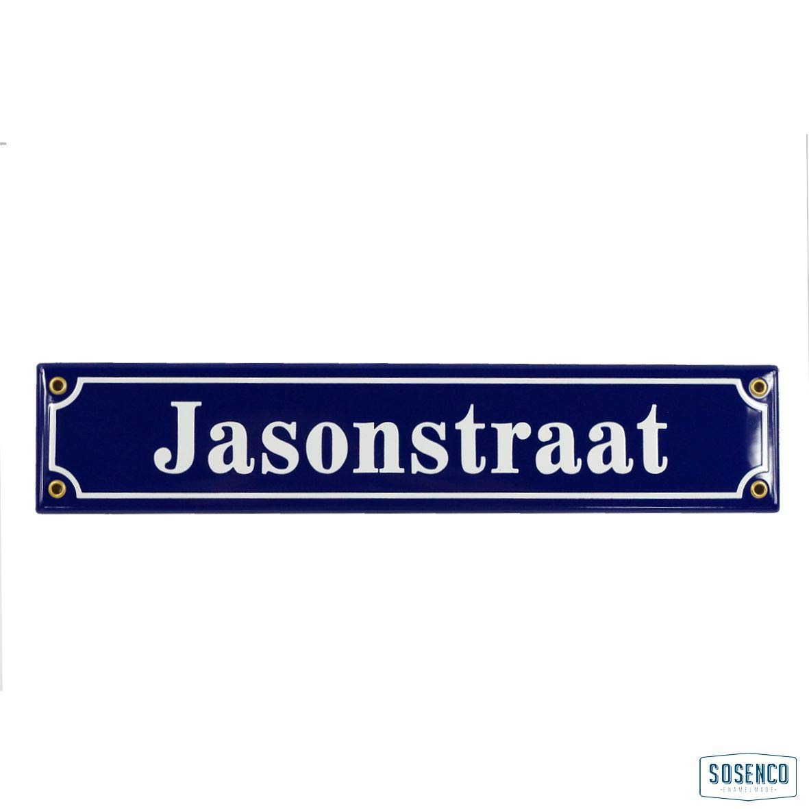 Straßenschild Hausnummer Emaille 8x40 cm schild mit Wunschtext Wunschname, Straßennamen, Hausschild, Individuell anpassbare Hausnummer, Vorbohrungen Wetterfest, Türschild, Wunschtext