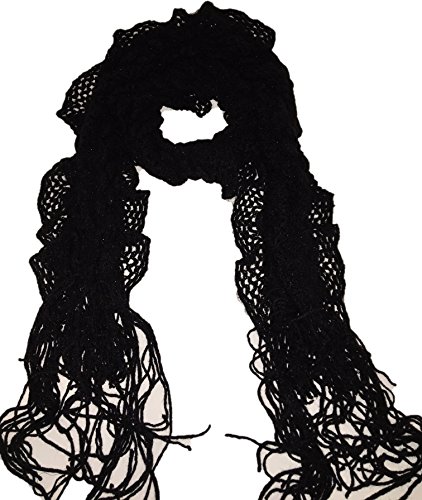 Ruffled Oblong Scarf - Black