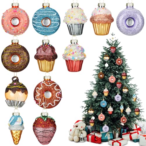 La Mejor Recopilación de Ãrboles de navidad los mejores 10. 44 Syhood 12 Adornos Colgantes Navide?os de Cristal con Forma de Cupcakes y Dulces Adornos de Rosquilla de Comida para ¨¢rbol de Navidad Accesorios Colgantes Navidad Hogar...