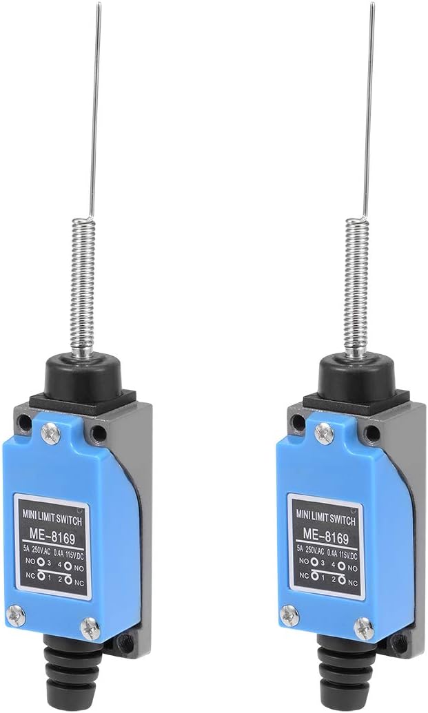 uxcell ME-8169 Cat Whisker Flexible Coil Spring Momentary Limit Switch 1NC+1NO 2Pcs for CNC Mill 3D Printer Door Switch