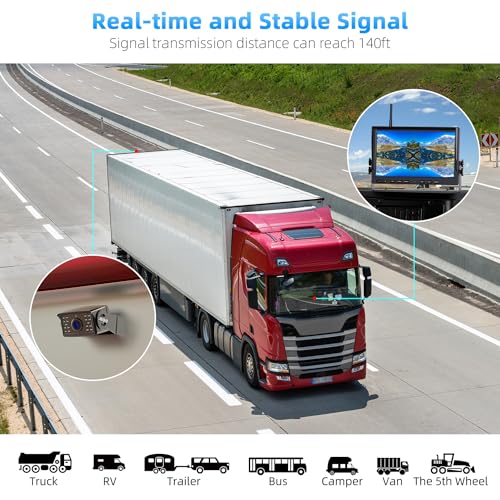 Image of eRapta 4 Wireless Backup Camera System with HD 2K 10-Inch Loop Recording Monitor, Quad Channels Full-Field Cameras IR Night Vision for Trailer /RV /Truck /Camper /Bus-AW104SL