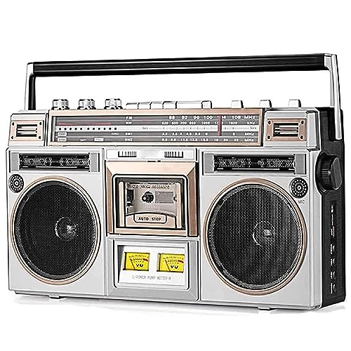 Boombox retrò con lettore CD e nastro, lettore cassette Bluetooth, radio FM/DAB+, registrazione USB, registratore a cassette per riunioni di famiglia e viaggi