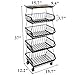 SAYZH Fruit Basket Kitchen Pantry Organizers and Storage - Wooden Top Table, Stackable Metal Wire Basket Stand Cart for Fruit Vegetable Snacks Onion Potato Organization, Black