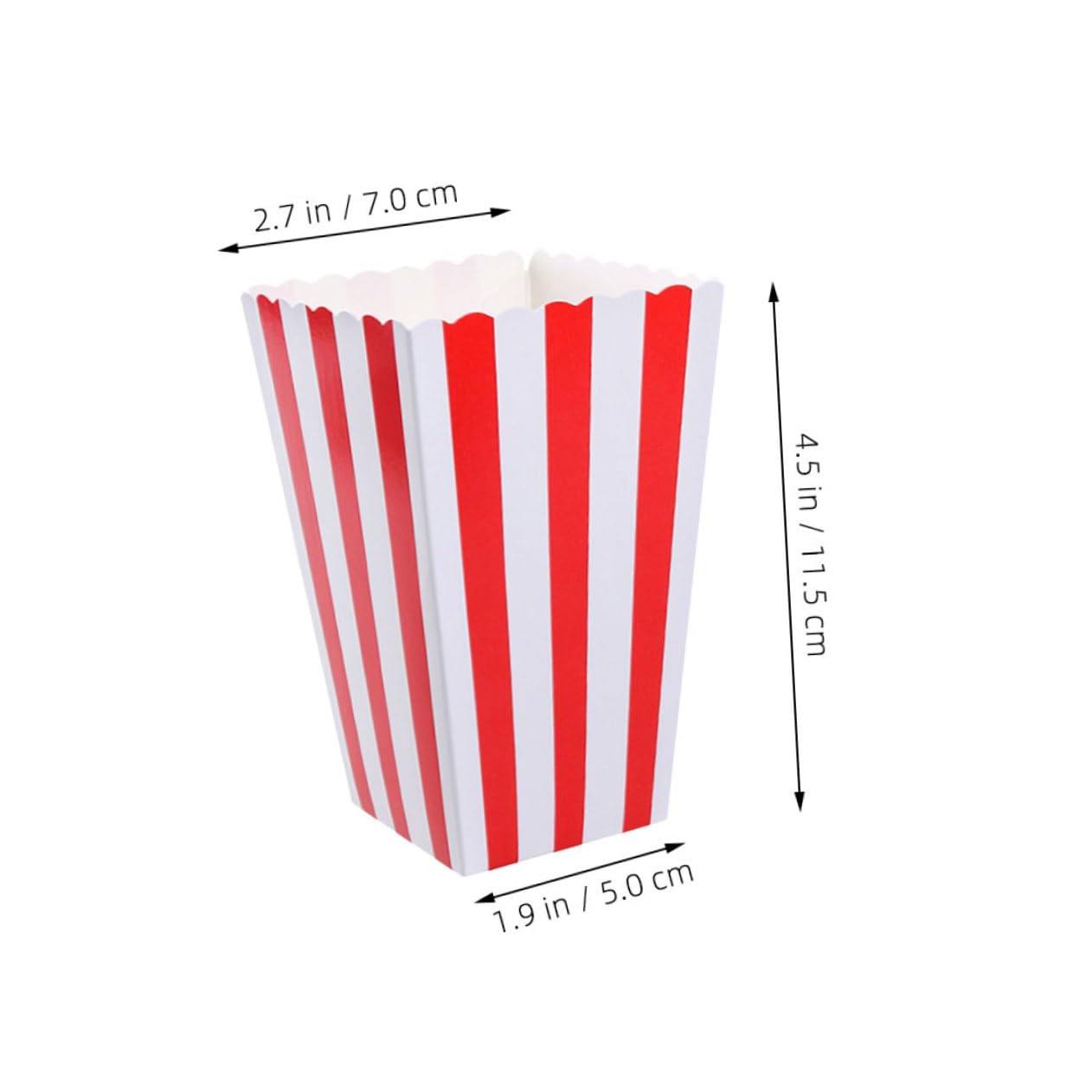 ERINGOGO 25pcs Striped Popcorn Containers Durable Paper Snack Buckets Theaters Parties and Carnivals for Serving Popcorn and Treats Classic Design