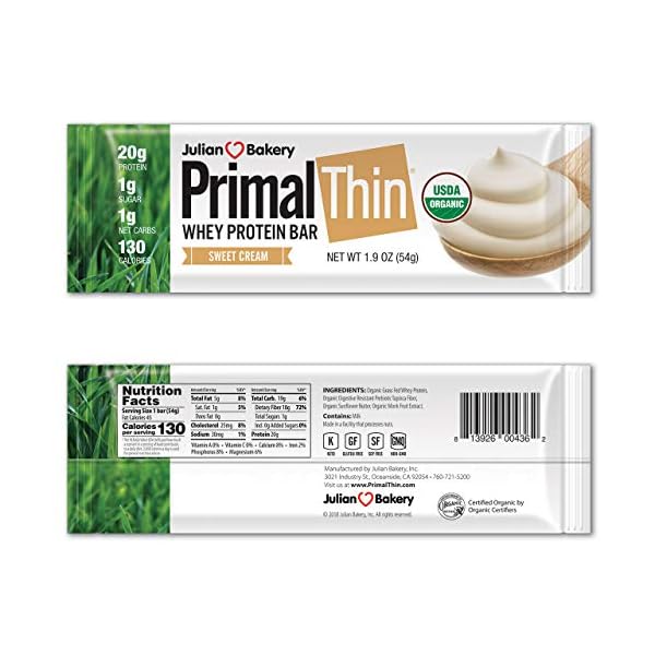 Julian Bakery Primal Thin Protein Bars with Organic Grass Fed Whey, 12