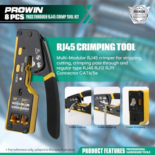 Prowin Pass Through RJ45 Crimper Kit with Cable Tester - image 3