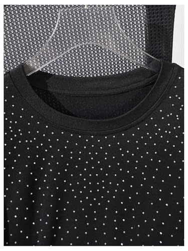 Men's Glitter Rhinestone T Shirts Crewneck Short Sleeve Casual Summer Tops Tee Shirt3