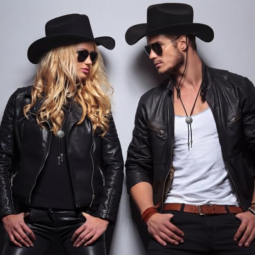 Image of Mepase 18 Pcs Cowboy Hat with Bolo Tie Sunglasses Rodeo Western Costume Accessories for Men Women Cosplay Halloween Party