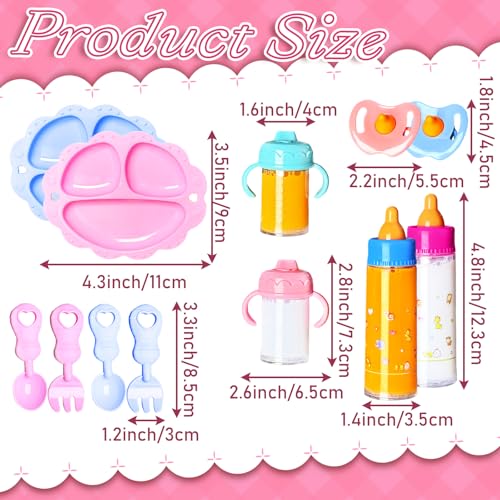 image for Pynqdfu 15Pcs Baby Doll Accessories Magic Bottle Set,Pretend Play Feed