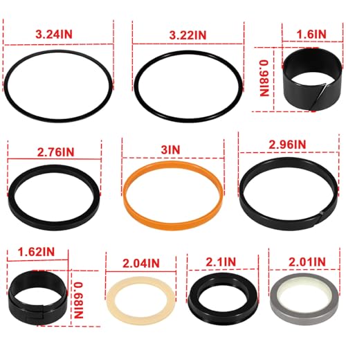 Image of Hydraulic Cylinder Seal Kit 3 inch Bore 1.5 inch Rod Replace for 1543252C1 G109452 G105548 Suitable for Case 350 350B 450 450B for Crawler Tractor-Loader & Backhoe Extender 480C 480D 580C 580D W11, W11B