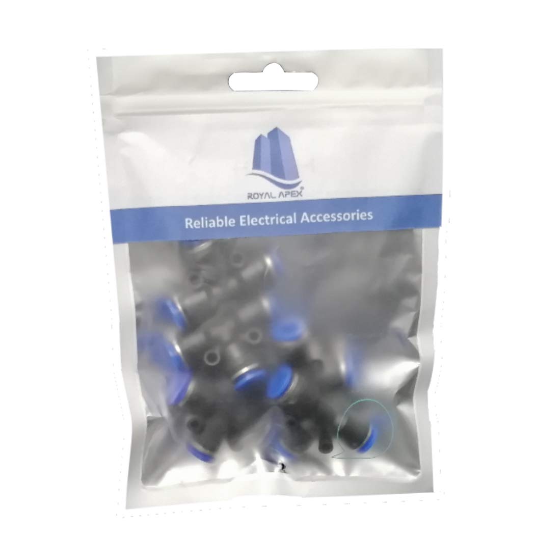 Royal Apex PU Pipe & Fittings Polyurethane | Pneumatic Pipe Push in to Connect Fittings (Tee - Pack of 5, 12mm)