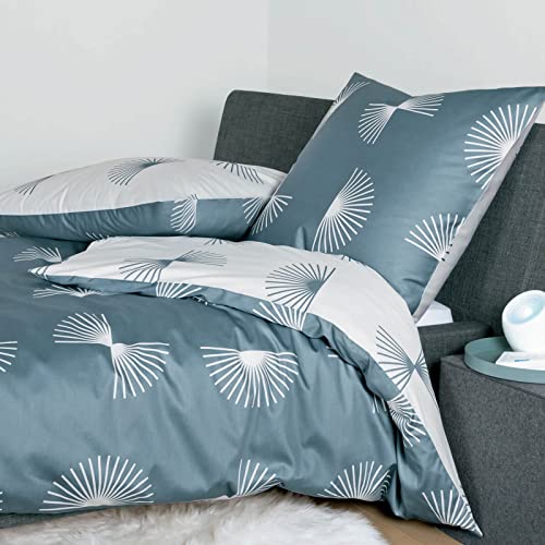 Foto von Janine Mako-Satin Bettwäsche J. D. 135x200 cm + 80x80 cm blaugrün