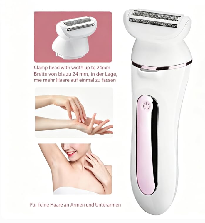 Osmo Epiluxe Epilierer Haarentferner 5-in-1, epilierer damen für glatte Haut trockene & nasse Anwendung, Langanhaltende Haarentfernung, für Gesicht und Körper (Weiß)