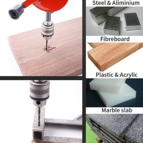Swpeet 1/4 Zoll (0.6-6mm) Handbohrmaschine mit 13 Stahlbohrern (40–98 mm),Leistungsstark Spannfutter Stahlguss Doppelritzel Handbohrer zum Epoxy,Schlüsselanhängern,Herstellung von Schmuck,Polymerton