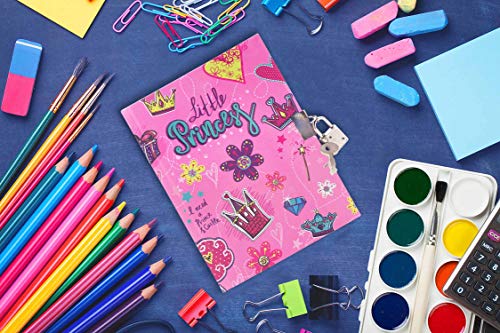 GINMLYDA-Kids-Diary-with-Lock-for-Girls-7x53-Inch-160-Pages-Girls-Notebook-Journal-for-Writing-Drawing-Best-Gift-for-Children-Age-5678910Princess