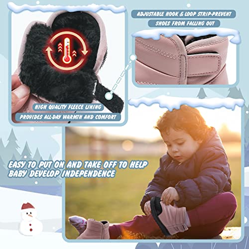 Toddler Boots Size 6 Toddler Shoes Baby Boys Girls Warm Waterproof Soft Slip Resistant Fashion Winter Boots Toddler Leather Combat Boots Hiking Tennis Running Work Riding Shoes(Pink 23)6T #TOP2