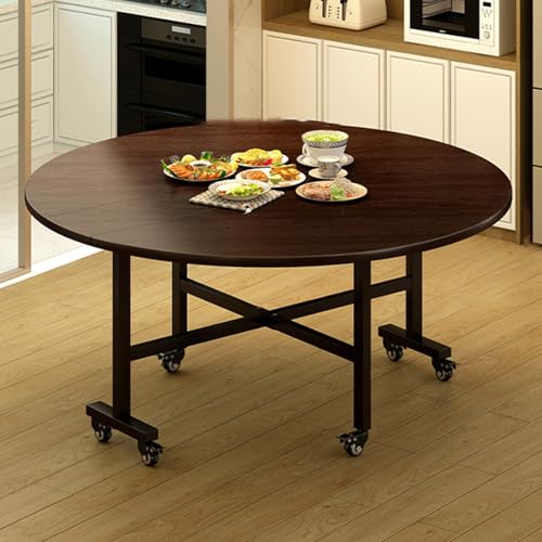 Mesa de comedor plegable que ahorra espacio, mesa de comedor con alas abatibles para 4-6 personas, escritorio moderno para habitaciones, mesa de cocina compacta para espacios pequeños (marrón, 160 cm/