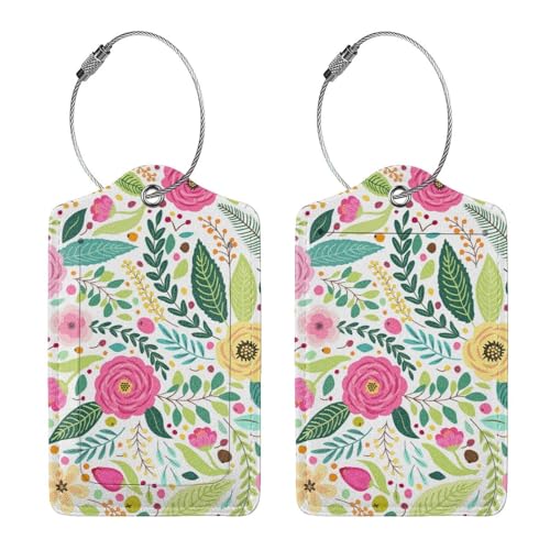 2 Pcs Cute Retro Flower Luggage Tag for Suitcase,Label Hand-Painted Nature Gifts for Privacy Cover...