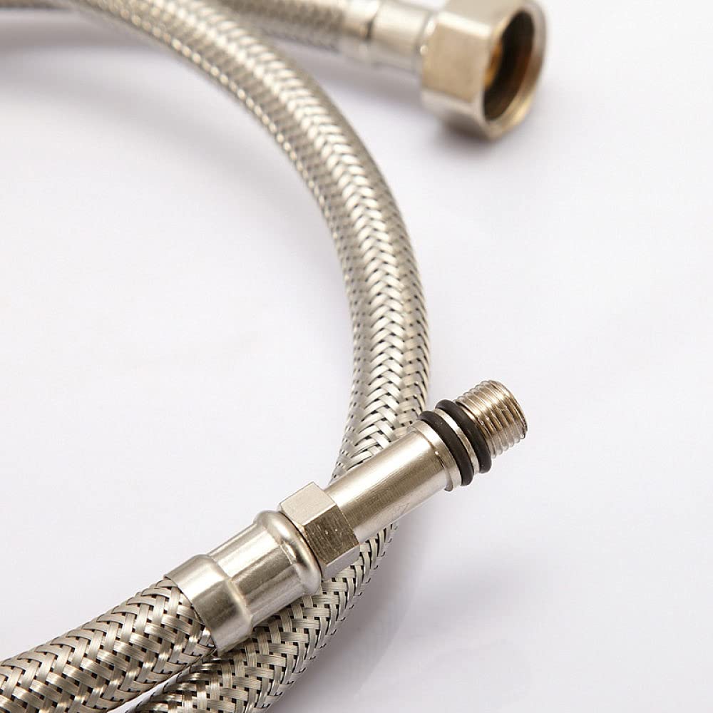Manguera trenzada corrugada de acero inoxidable 304 calentador de agua de metal grifo de inodoro conector de manguera de entrada flexible, cabezal único de 100 CM