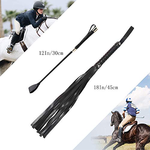 image for XIRGS Horse Riding Crop Whip Set, Faux Leather Handle Crop for Horse w