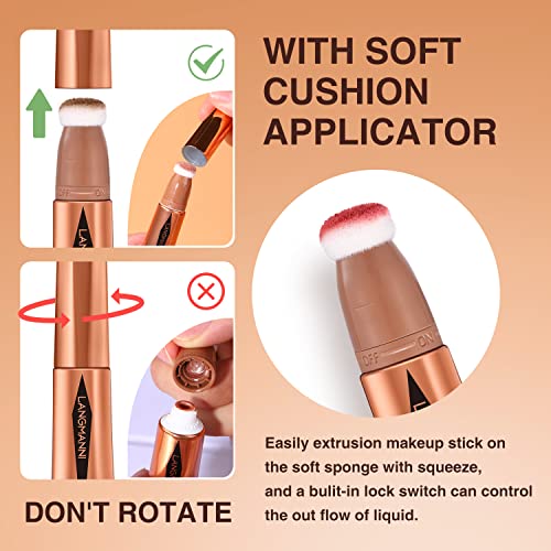 Langmanni Liquid Contour Beauty Wand, Face Concealer Contouring,Highlighter,Blusher Stick With Big Cushion Applicator.lightweight&Long Lasting Blendable Super Silky Cream Contour Stick For Finish Face Contour Makeup. (#01+#03+#05) #TOP2
