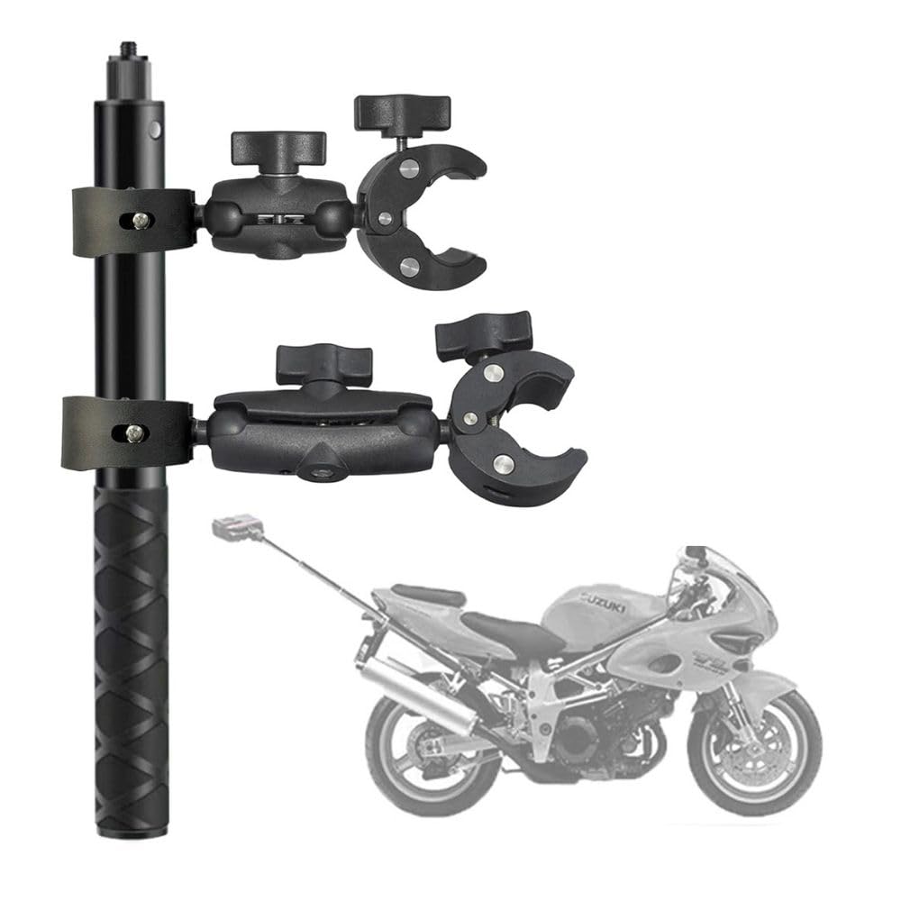 yantralay Motorcycle Handlebar Clamp Kit with Dual Clamp Mounts | Invisible Selfie Stick for Insta 360 X4 X3 X2 One RS GO 3 | Bike Action Camera Mount for Moto Vlog & Travel., Black