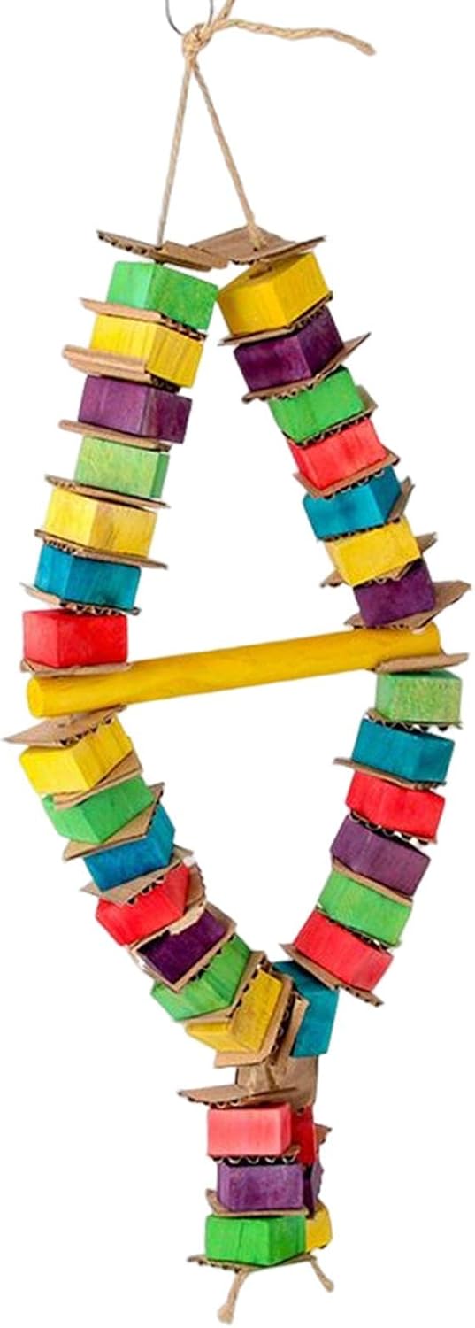 Colcolo Juguete Multicolor para Masticar pájaros, mordedura de cartón de Soporte para Suministros para Mascotas Lovebirds Budgie , Dos Cuerdas