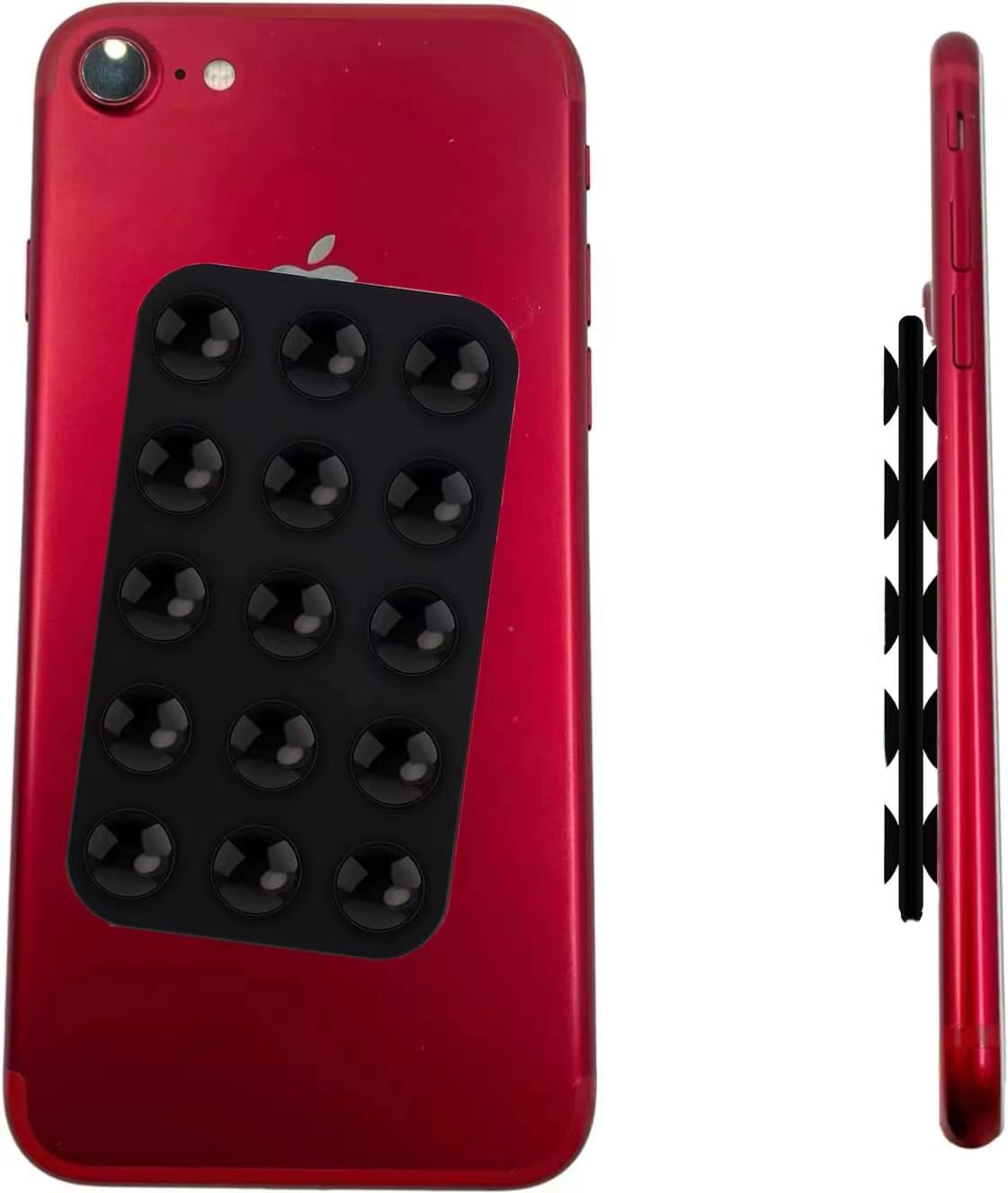 Gopkuniw Double Sided Silicone Suction Cup Phone Holders - Black Multipurpose Rectangle Phone Suction Mount - Glue-Free Removal Without Residue - Mirror Shower Phone Holder (1PCS Oblong)