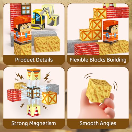 Image of Magnetic Building Blocks for Kids, STEM Engineering Travel Toys with Portable Iron Box, Educational Construction Set for Toddlers Ages 3-8(35 Piece)