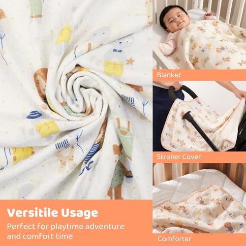 Image of haus & kinder Muslin Blanket for New Born Baby, Soft Breathable Baby Blankets Newborn, Baby Blanket for 0-2 Years, Cozy Baby Blanket, New Born Baby Essentials | Jungle Party