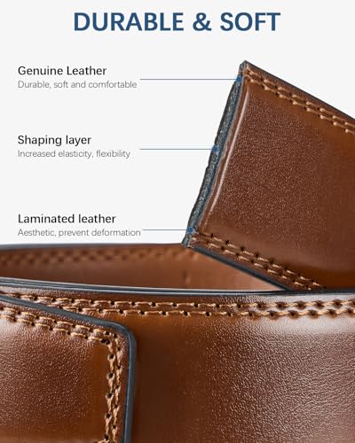 Image of BOSTANTEN Ratchet Belts for Men Leather Trim to Fit 1 3 /8 inch Gift Boxed