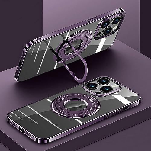 Coque iPhone 12 Pro transparente violet foncé avec support magnétique antichoc