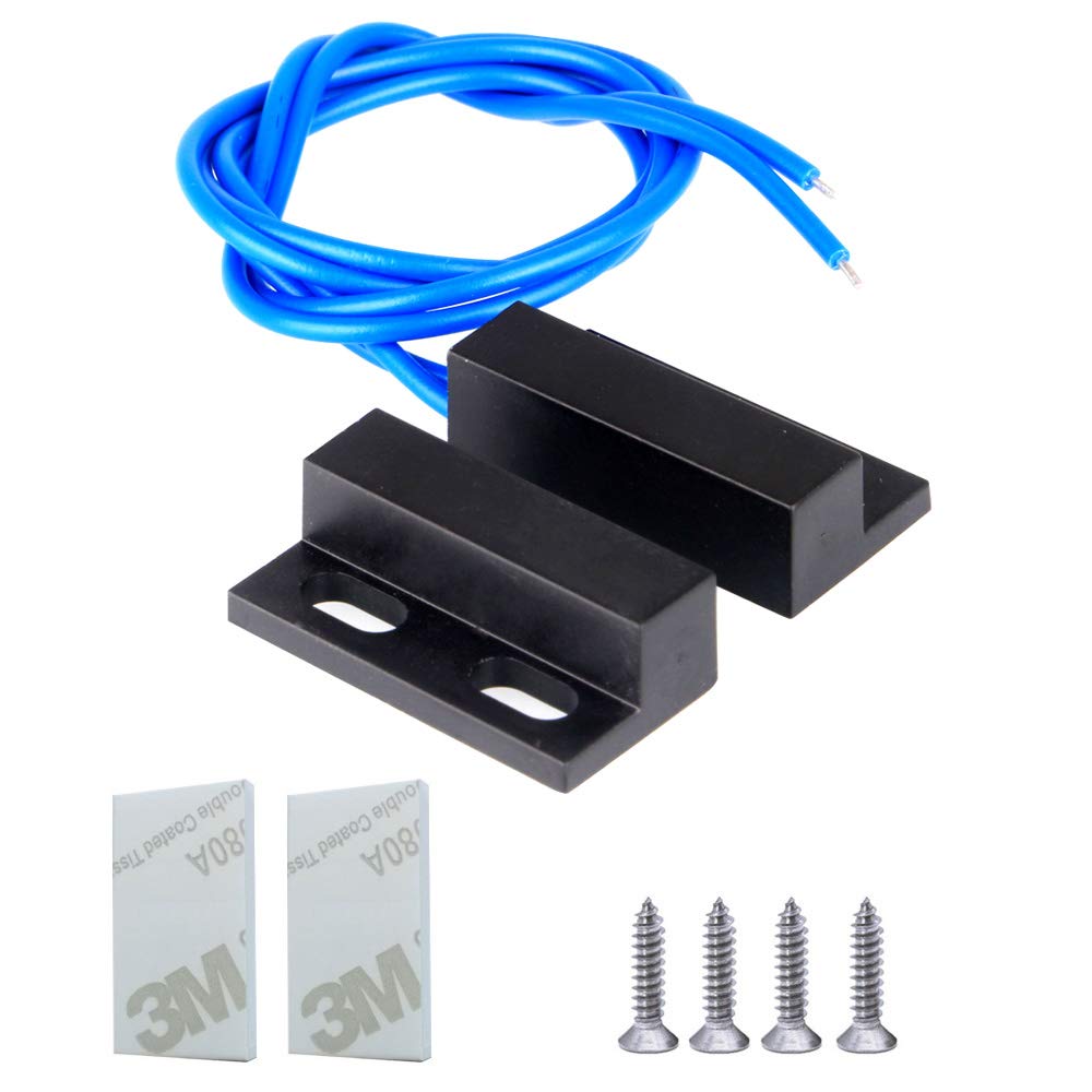 Gebildet Normally Open Magnetic Switch with Wire, 1 Set, Built-in Security Window, Gate, Contact Sensor, Alarm, 100V-240V, Magnetic Reed Switch (Aluminum Alloy Housing)