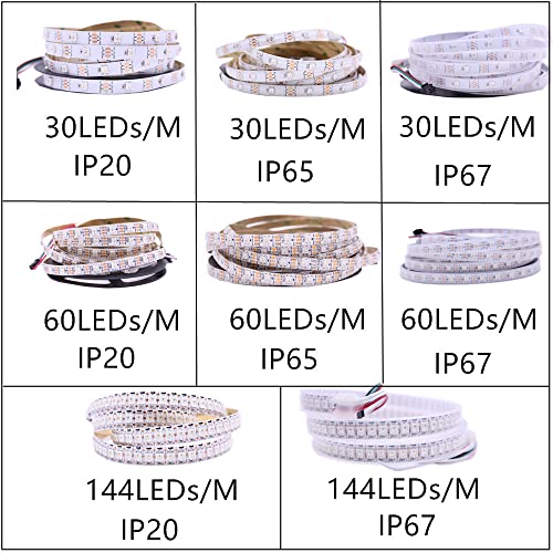 Tira LED WS2812B direccionable RGB 16.4 pies IP67 miniatura 5