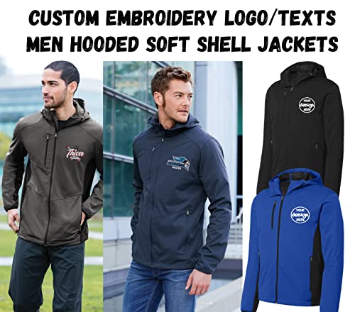 INK STITCH Men J719 Custom Design Your Own Logo/Texts Hooded Soft Shell Long Jackets2