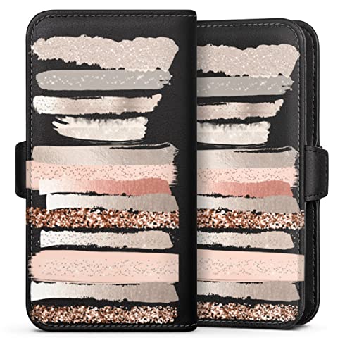 Étui Samsung Galaxy S21 FE en similicuir DeinDesign à clapet motif bandes paillettes