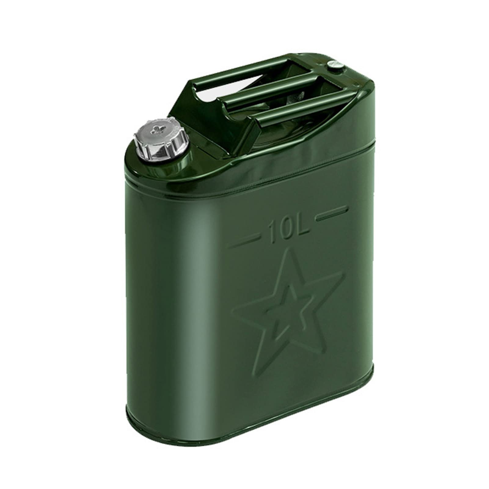 Bidon Gasolina, Bidón para carburante/Garrafa Metal Gasolina/Diesel, Bote de Metal de con 3 Asas, Salidas de Aire – Color Verde – Transporte eficiente de Combustible