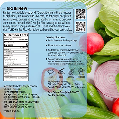 Yuho Shirataki Konjac 8 Pack Inside, Vegan, Gluten Free, Fat-Free, Keto Friendly, Low Carbs 53.61 Oz thumb #1