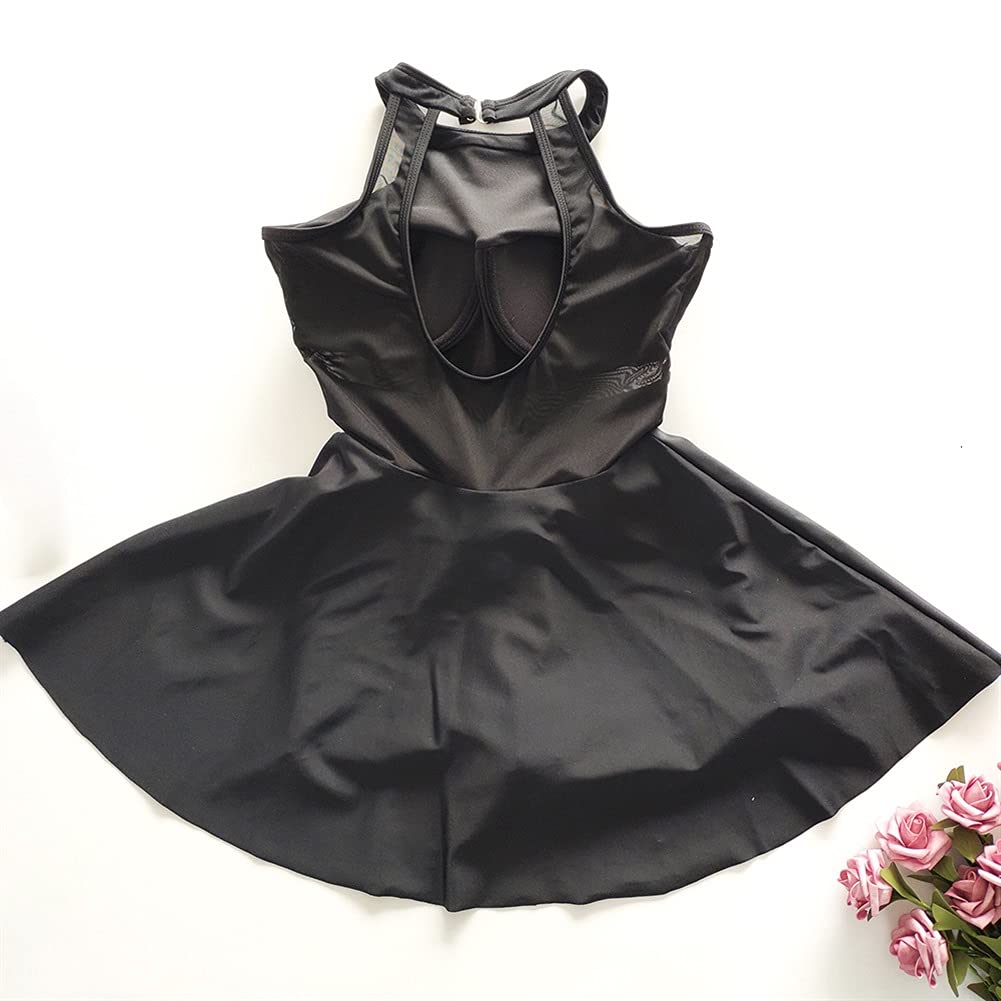 Amazon.com: HANRUO Black Swimsuit Women SummerHigh Neck One-Piece Swimwear  Female Skirt Bathing Suit Padded Swimdress (Color : Black, Size : Small) :  Clothing, Shoes & Jewelry