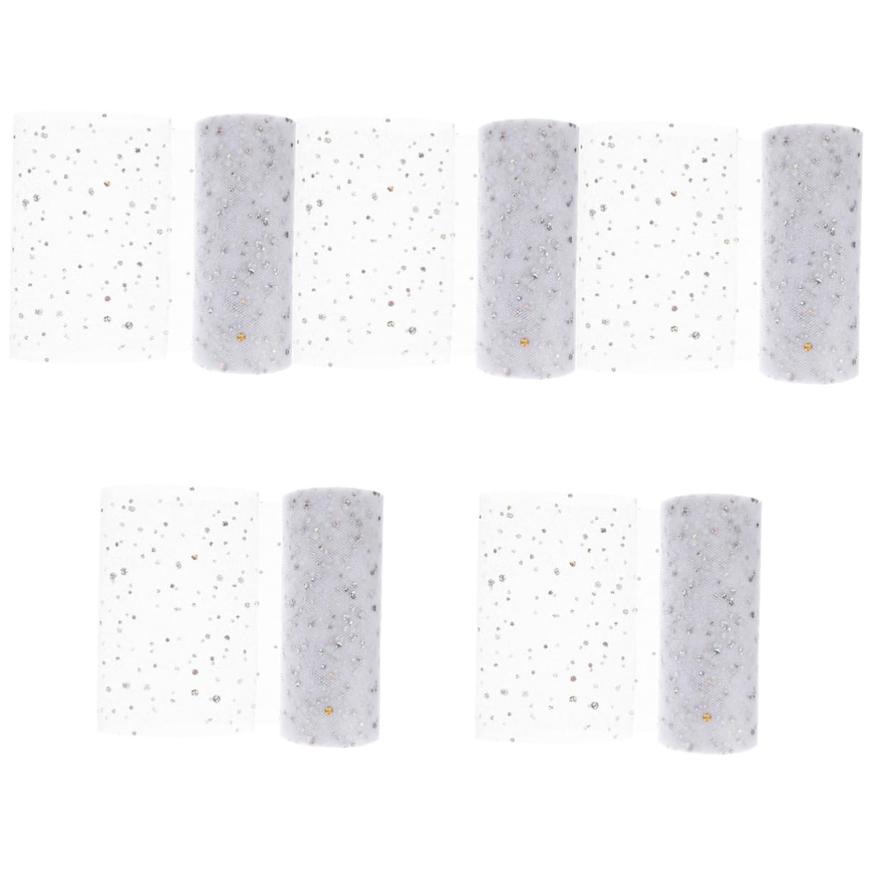 Lurrose 5 Rouleaux rouleau de treillis ruban pour les tulle à paillettes arc-en-ciel ribbon vsp noel face tape décors en tulle décorations de ruban de tulle Engrener blanche