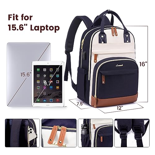 LOVEVOOK Laptop Backpack for Women Waterproof 15.6 inch Work Bag Womens Rucksack with Anti-theft Zipper & USB Port - Image 2
