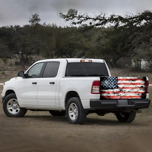 Image of Turck Tailgate Wraps Decals - 66x23.6 in Tailgate Decals for Trucks, America Flag Tailgate Graphics for Trucks Pickup Personalized Decoration