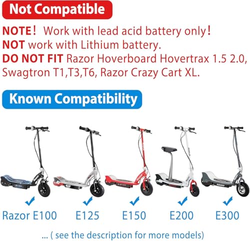 Razor 24V Charger for E100, E200, E300, E500, MX350, Dirt Bike, Pocket Mod, Motorcycle, Quad ATV - Replacement for Part# W13112099014